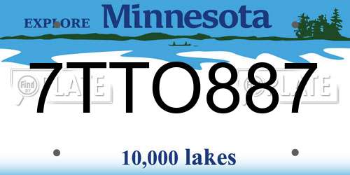 7TTO887 Minnesota License Plate