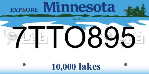 7TTO895 Minnesota License Plate