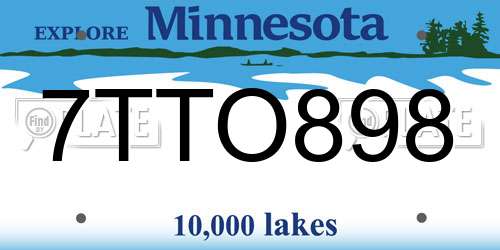 7TTO898 Minnesota License Plate
