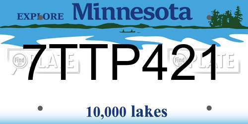 7TTP421 Minnesota License Plate