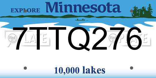 7TTQ276 Minnesota License Plate