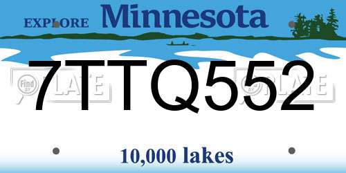 7TTQ552 Minnesota License Plate