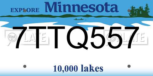7TTQ557 Minnesota License Plate
