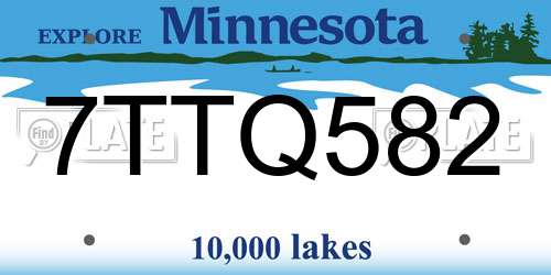 7TTQ582 Minnesota License Plate