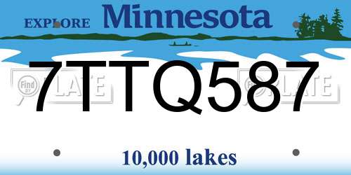7TTQ587 Minnesota License Plate