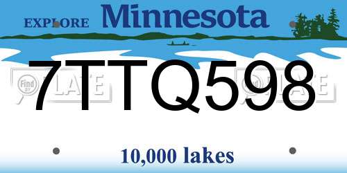 7TTQ598 Minnesota License Plate
