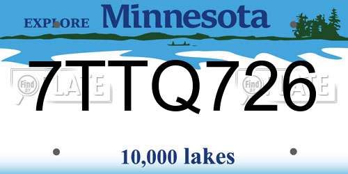 7TTQ726 Minnesota License Plate