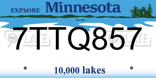7TTQ857 Minnesota License Plate