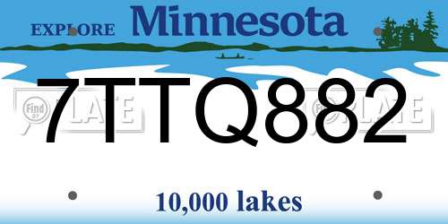 7TTQ882 Minnesota License Plate