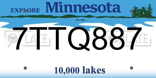 7TTQ887 Minnesota License Plate