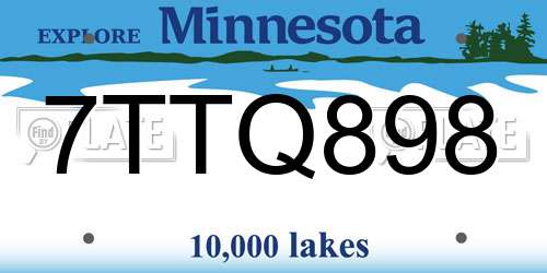 7TTQ898 Minnesota License Plate