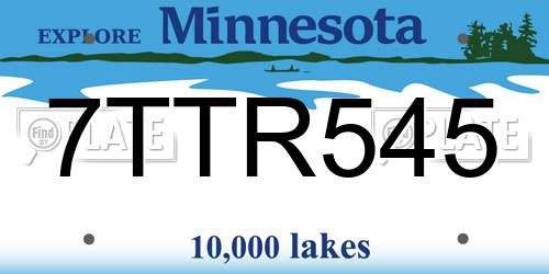 7TTR545 Minnesota License Plate