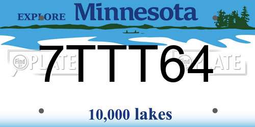 7TTT64 Minnesota License Plate