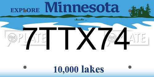 7TTX74 Minnesota License Plate