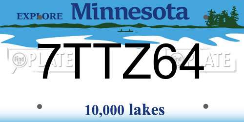 7TTZ64 Minnesota License Plate