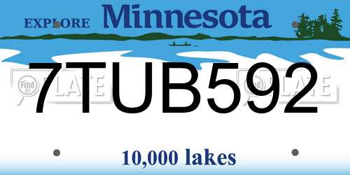 7TUB592 Minnesota License Plate