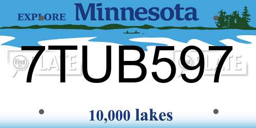 7TUB597 Minnesota License Plate