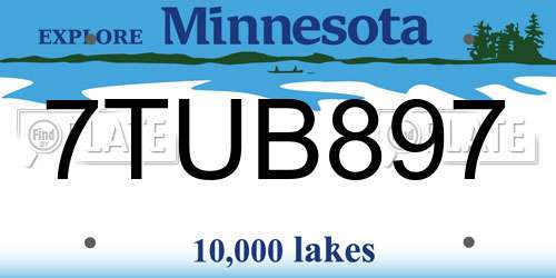 7TUB897 Minnesota License Plate