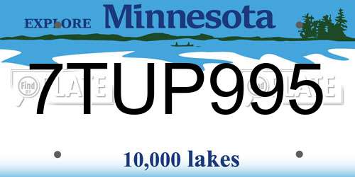 7TUP995 Minnesota License Plate