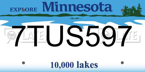 7TUS597 Minnesota License Plate