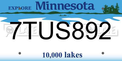 7TUS892 Minnesota License Plate