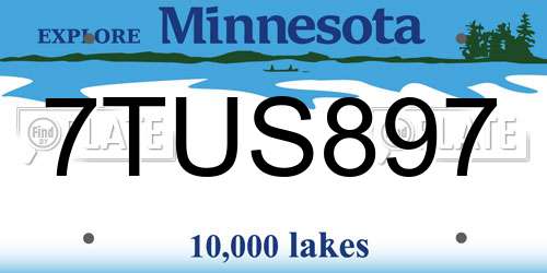 7TUS897 Minnesota License Plate