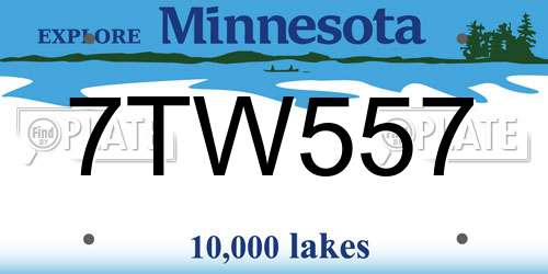 7TW557 Minnesota License Plate