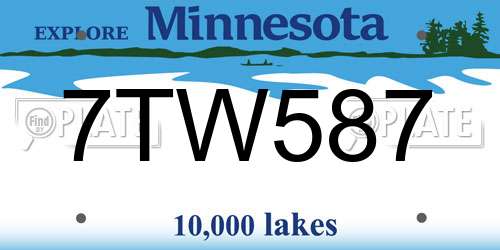 7TW587 Minnesota License Plate