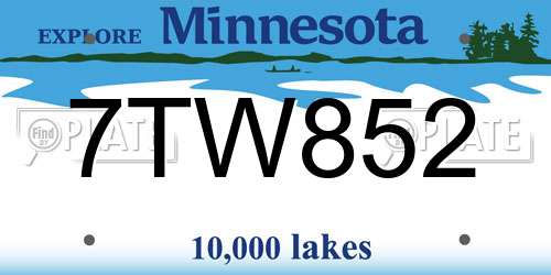 7TW852 Minnesota License Plate
