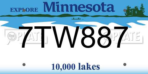 7TW887 Minnesota License Plate