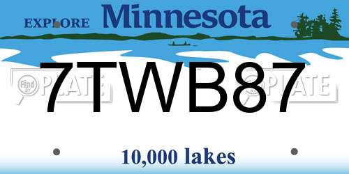 7TWB87 Minnesota License Plate