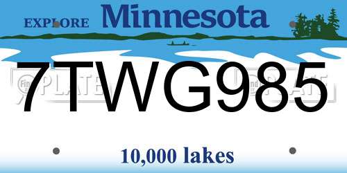 7TWG985 Minnesota License Plate