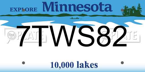 7TWS82 Minnesota License Plate