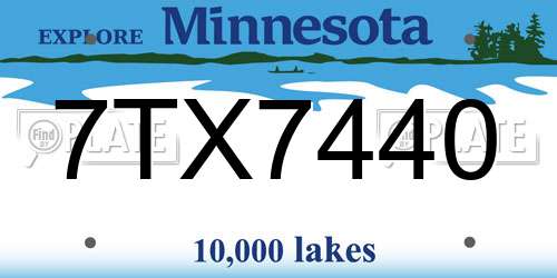 7TX7440 Minnesota License Plate