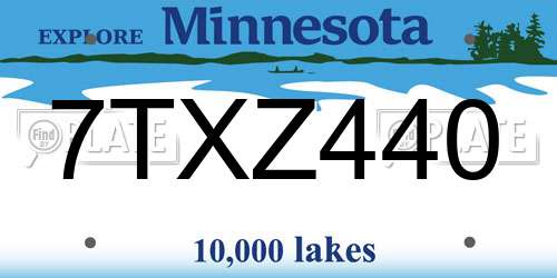 7TXZ440 Minnesota License Plate
