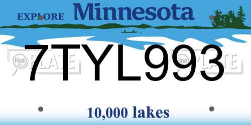 7TYL993 Minnesota License Plate