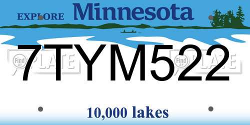 7TYM522 Minnesota License Plate