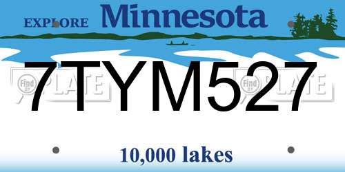 7TYM527 Minnesota License Plate