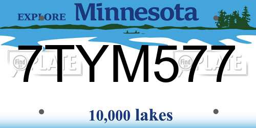 7TYM577 Minnesota License Plate