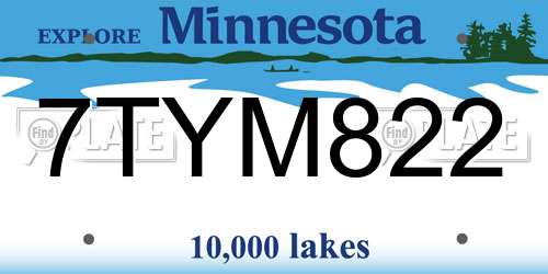 7TYM822 Minnesota License Plate