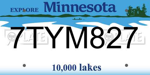 7TYM827 Minnesota License Plate