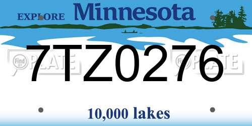 7TZ0276 Minnesota License Plate