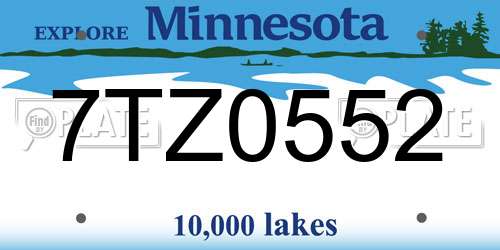 7TZ0552 Minnesota License Plate