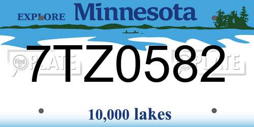 7TZ0582 Minnesota License Plate