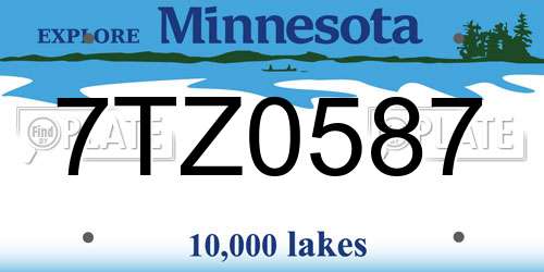 7TZ0587 Minnesota License Plate