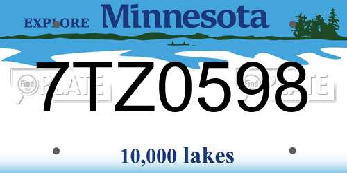 7TZ0598 Minnesota License Plate