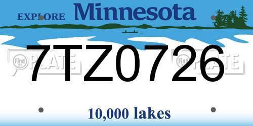 7TZ0726 Minnesota License Plate