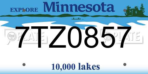 7TZ0857 Minnesota License Plate