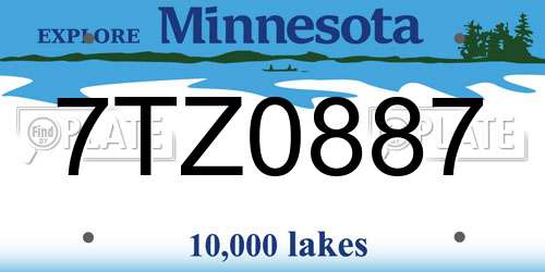 7TZ0887 Minnesota License Plate
