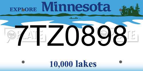 7TZ0898 Minnesota License Plate